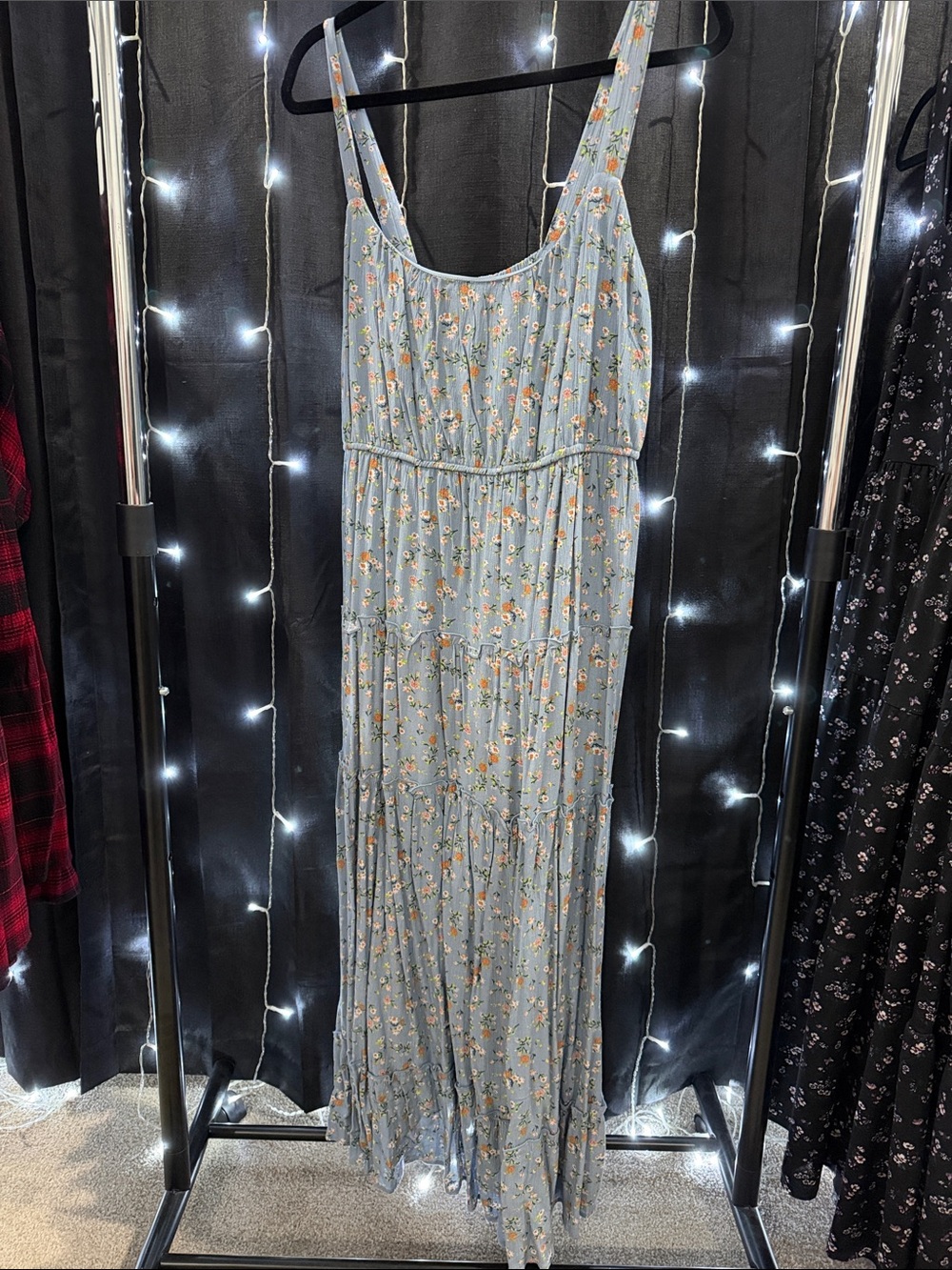 Liberty Love Light Blue Floral Tiered Maxi Dress